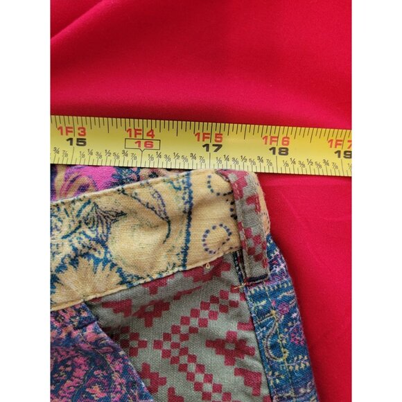 Sundance Linen Patchwork Womens Kalini Shorts Size L Tassel Boho Beach Festive - Picture 9 of 12